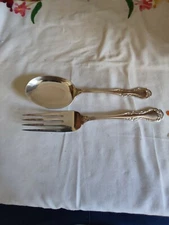 Mappin & Webb fourchette cuillère de service métal argenté décor volute végétale