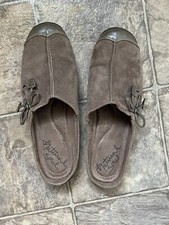 NATURAL SOUL by Naturalizer - Brown Suede Clog Slip-On Mule Shoes Women Sz 7.5M