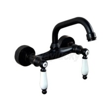 Oil Rubbed Bronze Wall Mount Bathroom Vanity Sink Faucet 360 Swivel Mixer Tap