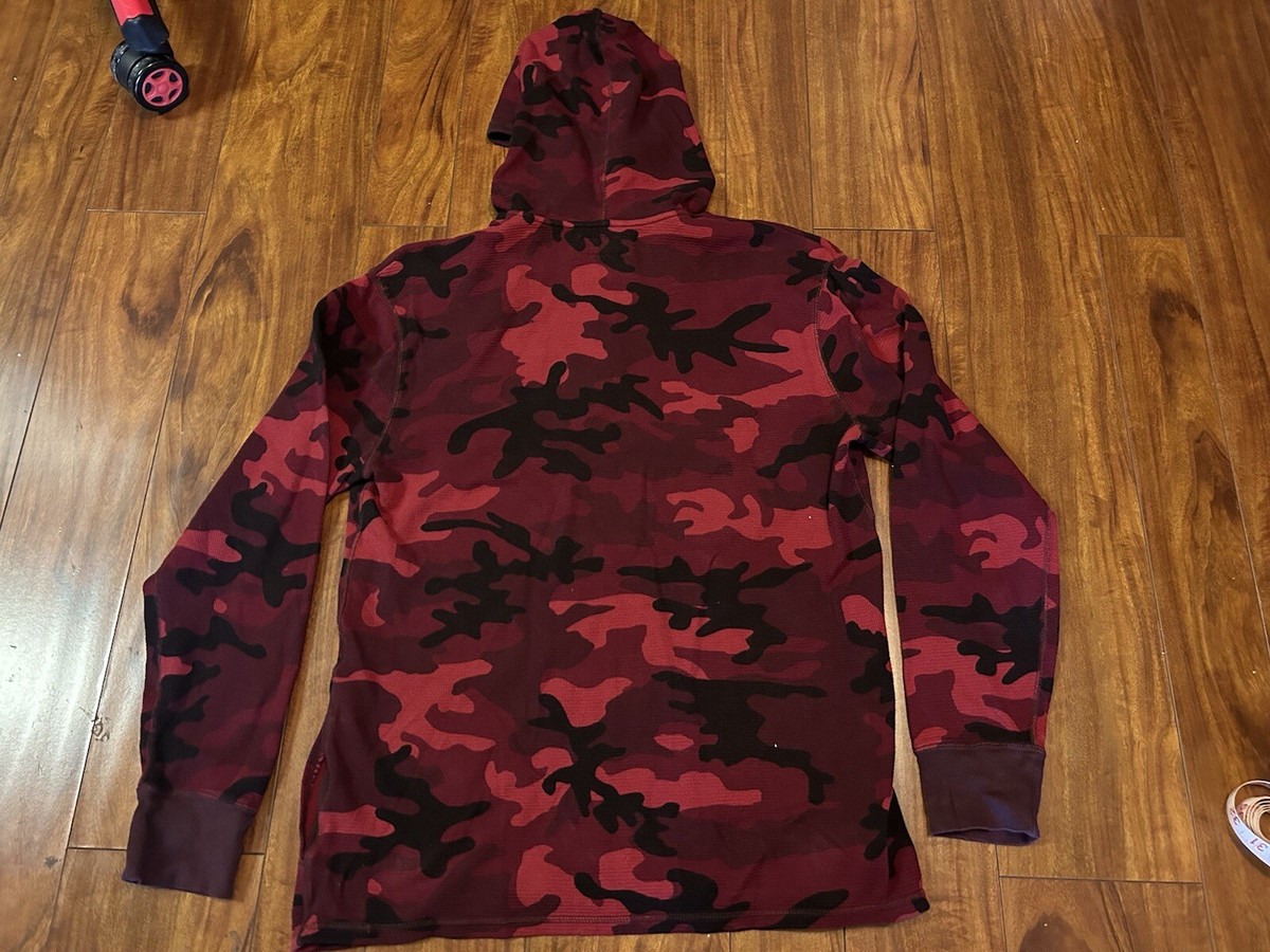Ralph Lauren Polo Red Camouflage Pull Over Hoodie Thermal Waffle
