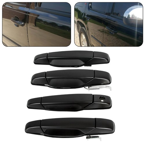Front & Rear Set of 4 Door Handle Black For Chevy GMC Tahoe Yukon Sierra 2007-14 - Picture 2 of 13