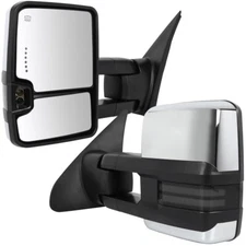 For 07-17 Toyota Tundra Chrome Power Heated Tow Side Mirrors Signal Light