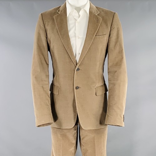 MIU MIU Size 40 Khaki Corduroy Cotton Blend Notch Lapel Suit