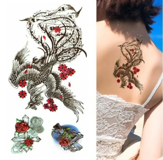 Temporary Tattoo Chinese Phoenix High-quality Realistic Fake Bird Cross Sticker