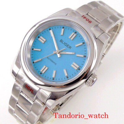 39mm BLIGER Blue Green Dial PT5000 NH35A Automatic Watch Sapphire Glass Luminous