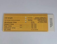 Kodak Hobby Pac Color Negative Film Kit Quick Reference Guide For 35mm Films