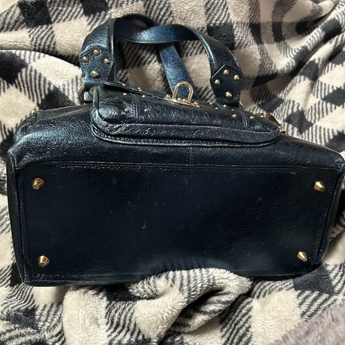 LUELLA Handbag Satchel Purse Leather in Navy Gold Hardware USED Good Condition!! - Picture 4 of 17