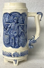 VINTAGE LOMA LINDA CALIFORNIA CERAMIC STEIN,RB 61,RARE FOOTED STYLE,BLUE,GIFT :)