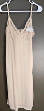 Vintage Sleepwear Dixie Belle Lingerie Beige Night Gown Size 38 W Lace Trim