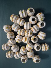 Vintage Lot Of 26 Ceramic Macrame Beads Multicolor Splatter Glazed