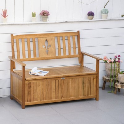 Seater Wood Garden Storage Bench Outdoor Storage Box Natural  5056534569242 UK
