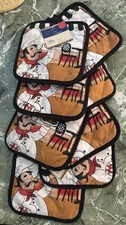 8 Count - Fabric Printed Kitchen Potholders Italian Bistro Cooking Chef Themed