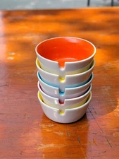 VTG Japan OCM Porcelain Ashtrays Set Of 5 Shiny Ceramic