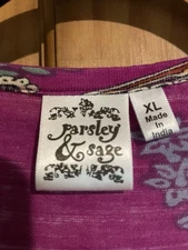 Parsley & Sage Women's Multicolor Paisley V-Neck Rayon Top 3/4 Sleeve Size XL