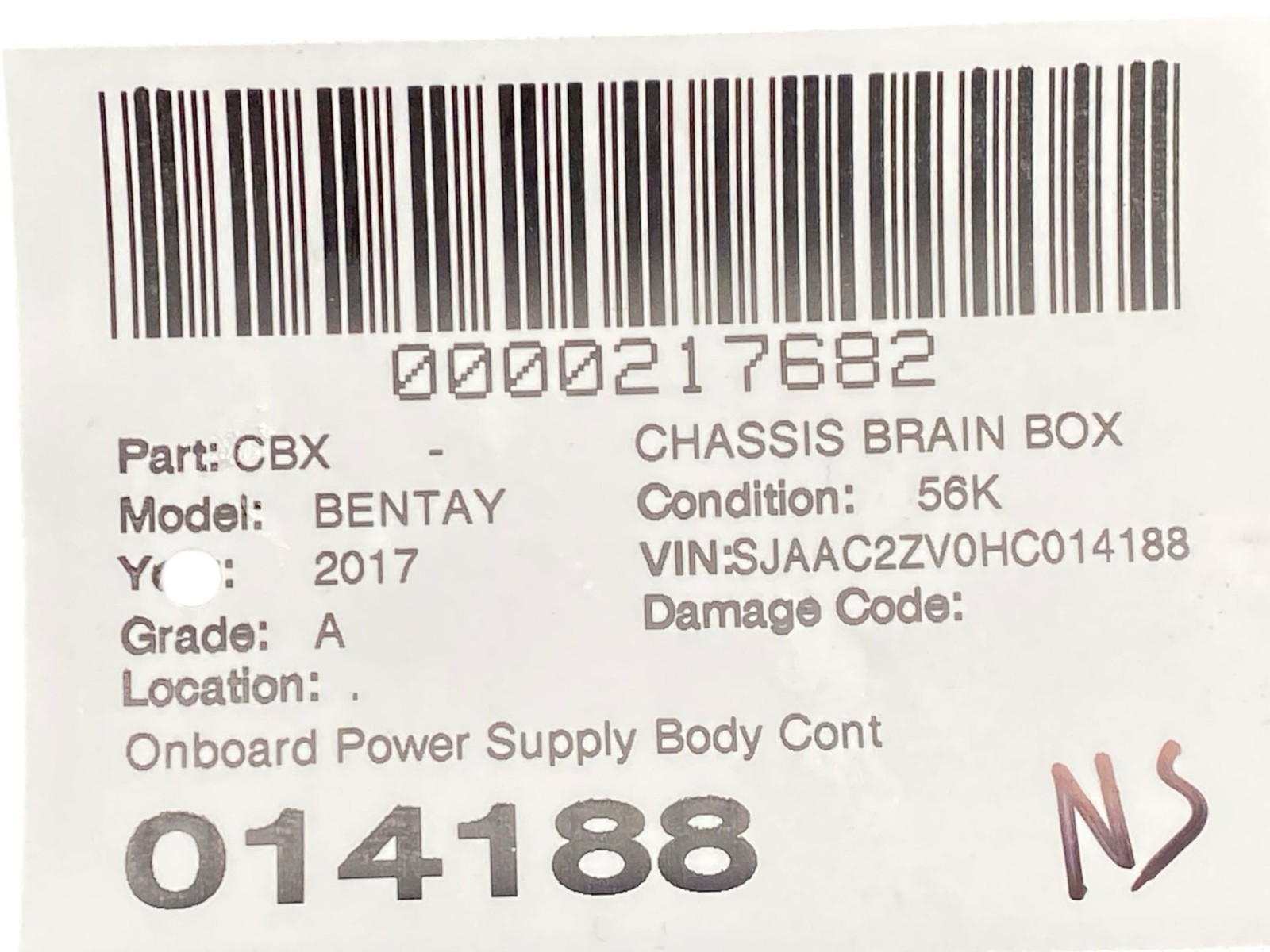 2015-2020 BENTLEY BENTAYGA Onboard Power Supply Body Control Module 8W0907063Bg