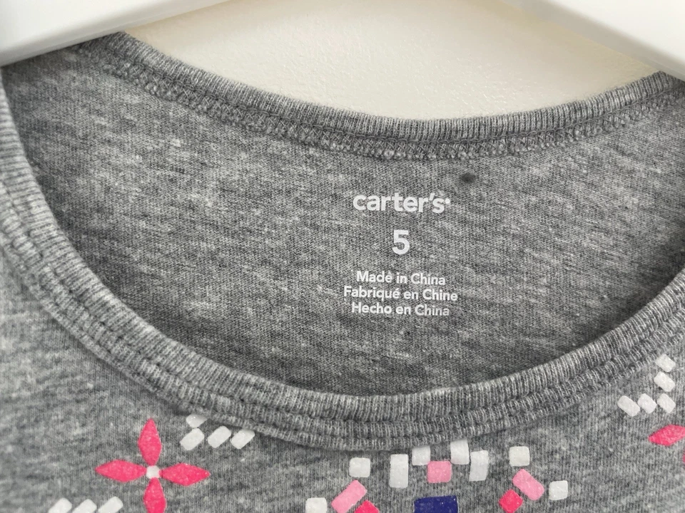 Camisa Carter's Niños Niñas Brillo Floral Fair Isle 100% Algodón Manga Larga Gris 5 Foto 2 de 4