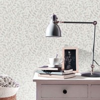 Vliestapete BläTter Muster Floral Ranken Weiß Beige Grau 10462-10 (2,19€/1Qm)