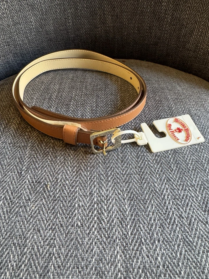 Brooks Brother Red Fleece Brown Leather Skinny Belt Women’s Large NWT - Image 2 of 4