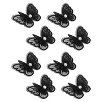 8Stk Schmetterlingsspitzen-Patches 45Mm Applikation AufnäHpatch Schwarz