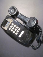 Vintage AT T Bell System Wall Phone Push Button Black 2554 WORKS