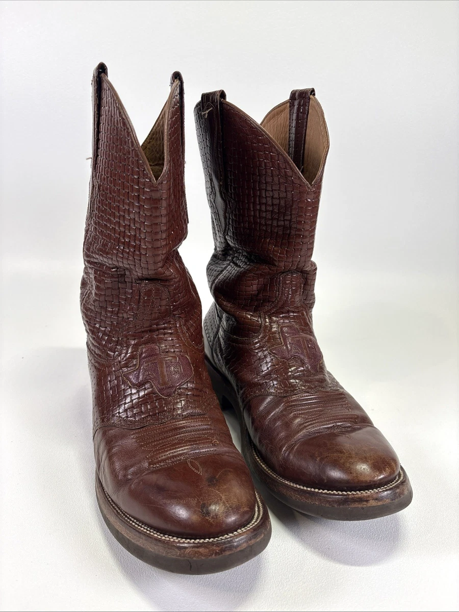 Bottes Western Texas Boot Company - Homme, 7,5 E, Cuir Marron, Vintage