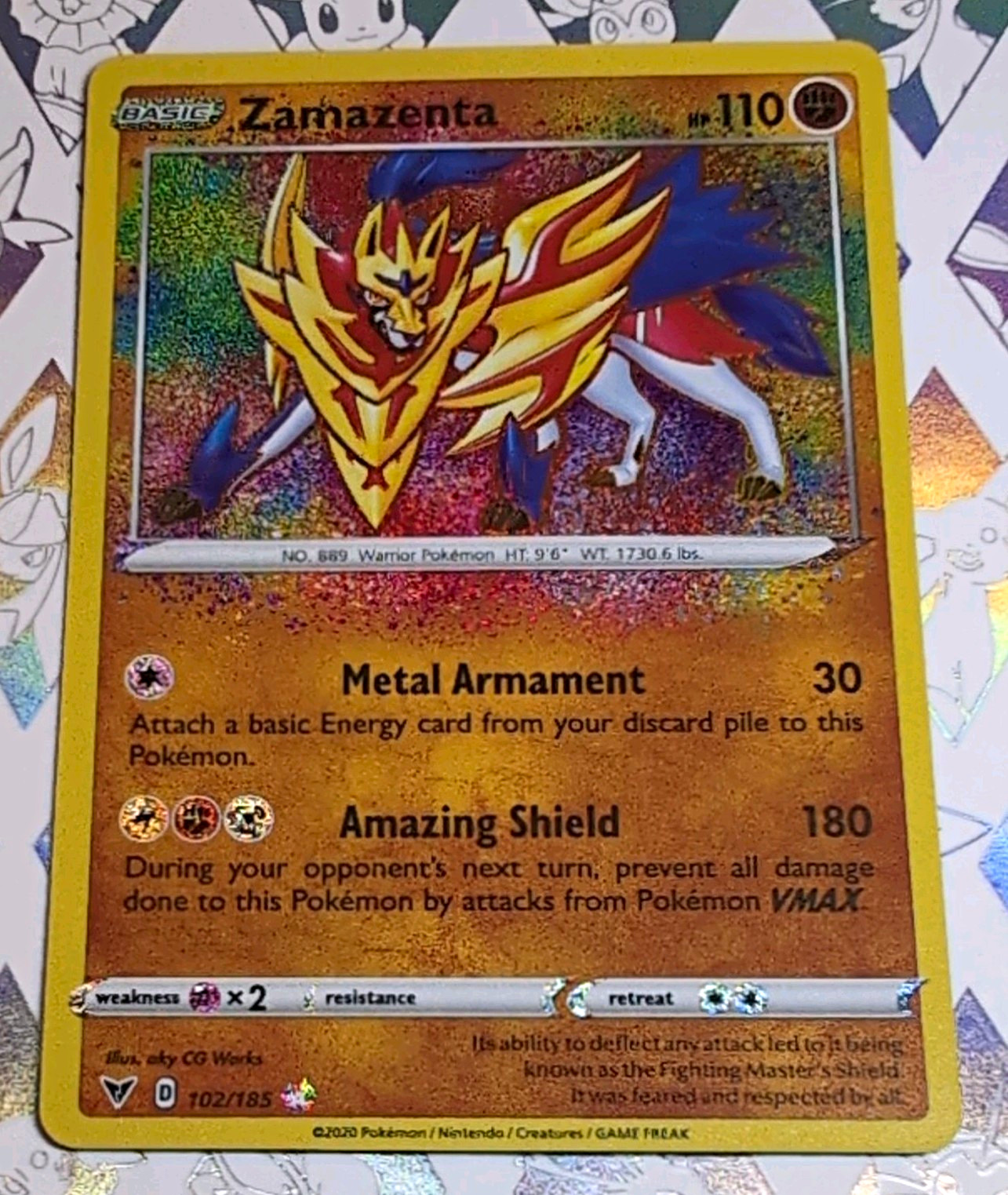 Pokemon TCG Zamazenta 102/185 Vivid Voltage Holo