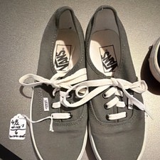 VANS Off The Wall Men s Gray Canvas Lace-Up Sneakers US 4.5 Rubber Sole