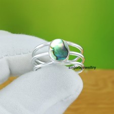 Abalone Shell Gemstone 925 sterling silver handmade Gift Ring US size 5 to 13