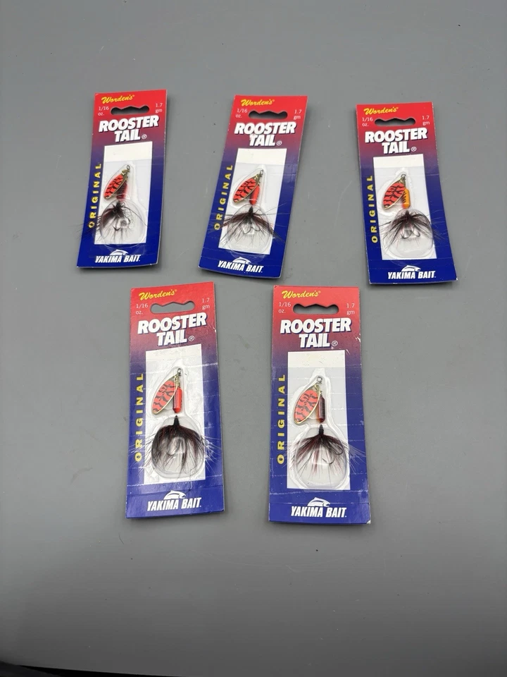 Worden's Yakima Bait 1/16 Rooster Tail 206 Fluorescent Red Black Tiger Lot Of 5 - Image 4 of 4