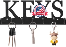 Key Holder Wall Mounted Key Hooks for Wall Decorative with 7 Hooks Black Metal K