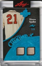 2025 Leaf Spectacular Warren Spahn 2/5 When it Was game Used Blue