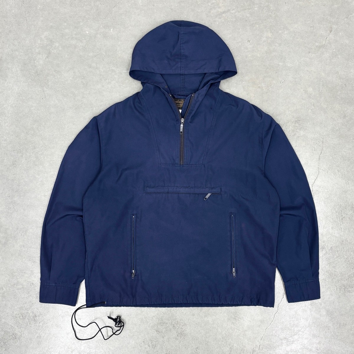 Vintage 90s Eddie Bauer Hooded 1/4 Zip Pullover Jacket Sz M Anorak 