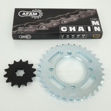 Kit chaîne Afam pour moto Yamaha 50 LB Chappy 1988 à 1994 14x32 pas 420 Neuf