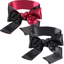 Hestya 2 Pack Sleeping Mask Satin Eye Mask Blindfold, 150 cm Black Rose Red a...