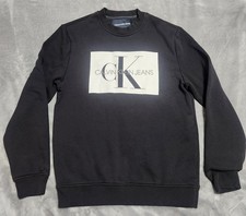 Calvin Klein Jeans Logo Pullover Sweatshirt Black Cotton Blend Women's S