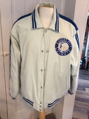 Kansas City Cowboys Throwbacks NFL Blue J.C. Freeman White Vintage Jacket 3XL