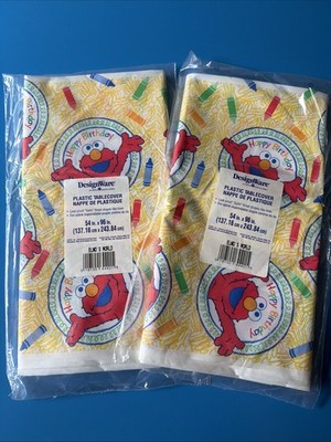 NEW Vintage DesignWare Plastic Tablecover 54''x96'' HAPPY BIRTHDAY ELMO (073)