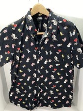 BT21 Shirt Men Sz Medium Black Short Sleeve Button Down BTS K Pop Music Band AOP