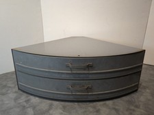 Vintage Industrial Metal Pie Shaped Corner Hardware Parts Bin 3 Drawer Cabinet