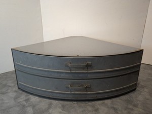 Vintage Industrial Metal Pie Shaped Corner Hardware Parts Bin 3 Drawer Cabinet