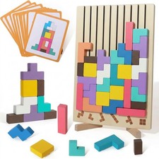 ZQL Wooden Stacking Puzzle Toy,Wooden Montessori Russian Blocks Puzzle -3D St...