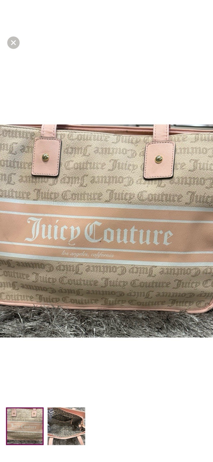 Juicy Couture Sandstone  Fashionista Large Tote Pale pink & Beige NWT Pink Purse