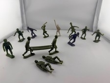 Vintage Marx WWII Army Men Figure Lot Mixed Colors Stretcher Bazooka Wounded