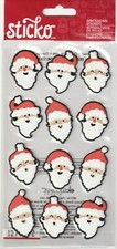 NEW Sticko 3-D stickers SANTA HEADS Christmas Icon theme 78490 FAST FREE ship 