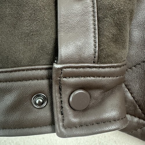 Roundtree & Yorke Quilted Lambskin Leather Shirt Jacket Mens Size L Brown - Picture 7 of 22