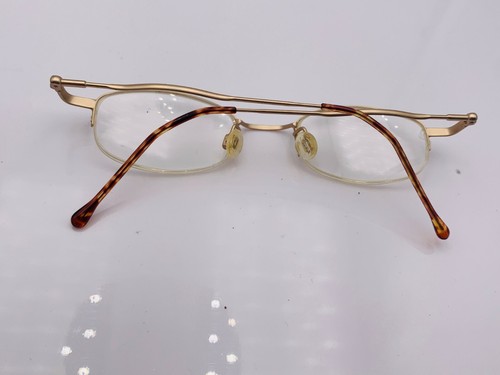 Vintage Neostyle Boston Brown Gold Metal Oval Half-Rimmed Sunglasses FRAMES ONLY - Picture 7 of 7