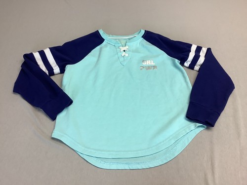 Xersion Junior Large 14 Sweater Girl Power Teal Blue Long Sleeve