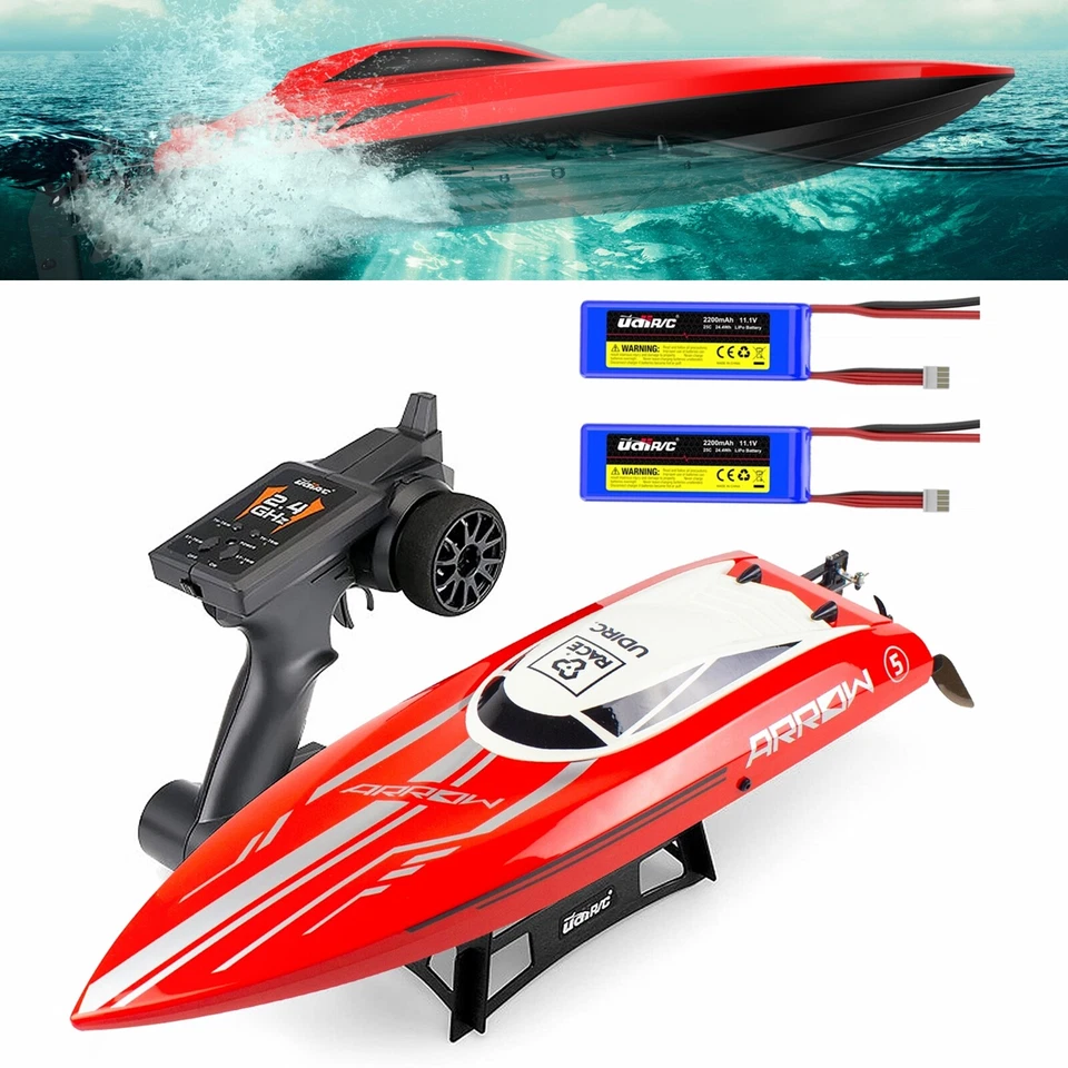 UDI005 RC Boat Brushless 2.4Ghz Remote Control Boat w/ 2 Batteries Gifts Kids US - Image 2 of 4