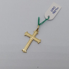 CIONDOLO CROCIFISSO - CROCE SACRA IN ORO GIALLO 18KT 750 1,5 GRAMMI (8008)