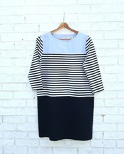 Loft Dress Knit Cotton Stripe Colorblock Size Medium 